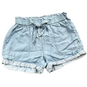 Aerie loose fit blue chambray paper bag shorts sz XS